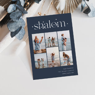 Carte De Vœux En Aluminium Elégant 6 photo Collage Shalom Hanoukka