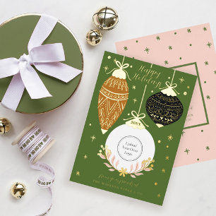 Carte De Vœux En Aluminium Élégant accrochage des ornements de Noël Logo d'en