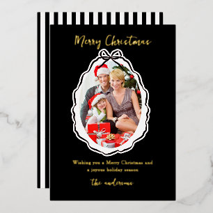 Carte De Vœux En Aluminium Elegant Bow Frame Photo Joyeux Noël