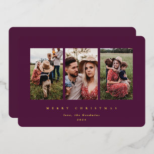 Carte De Vœux En Aluminium Elégant cadre minimal d'airelle triple photo