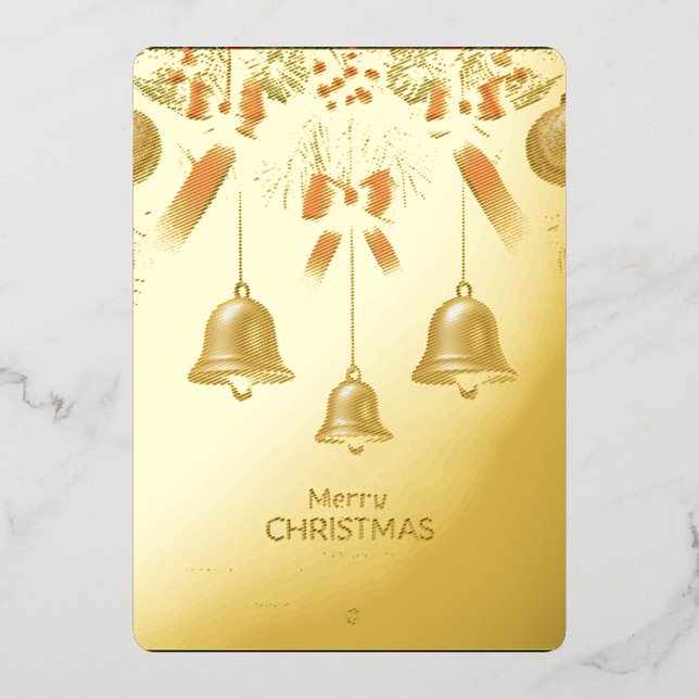 Carte De Vœux En Aluminium Elegant Christmas Bells Decor – (Recto)
