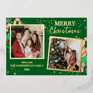 Carte De Vœux En Aluminium Elegant Christmas Joy Gold Sparkle Multi Photo