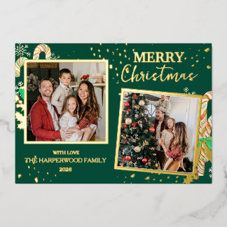 Carte De Vœux En Aluminium Elegant Christmas Joy Gold Sparkle Multi Photo