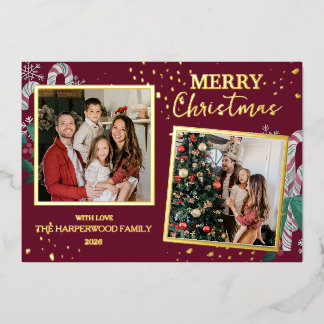 Carte De Vœux En Aluminium Elegant Christmas Joy Gold Sparkle Multi Photo