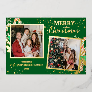 Carte De Vœux En Aluminium Elegant Christmas Joy Gold Sparkle Multi Photo