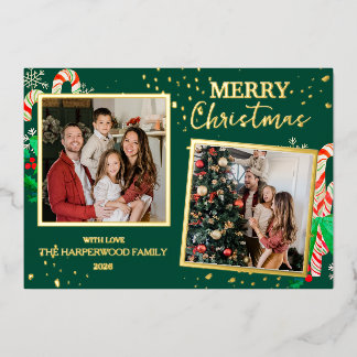 Carte De Vœux En Aluminium Elegant Christmas Joy Gold Sparkle Multi Photo