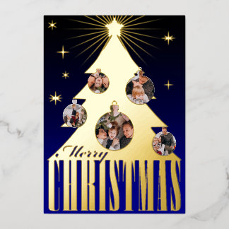 Carte De Vœux En Aluminium Elegant Christmas tree and baubles photo gold