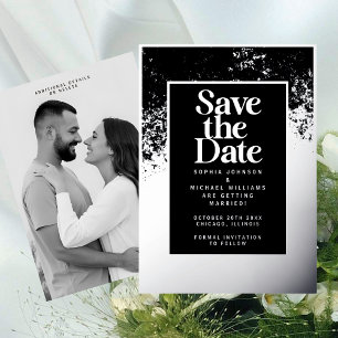 Carte De Vœux En Aluminium Élégant Enregistrer la date Modèle Photo Silver Fo
