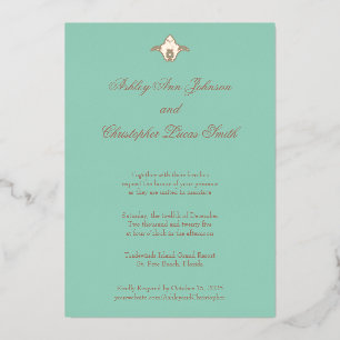 Carte De Vœux En Aluminium Élégant Faire-part de mariage classique en or bleu