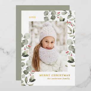 Carte De Vœux En Aluminium Élégant feuillage d'hiver et baies Holly Photo