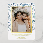 Carte De Vœux En Aluminium Élégant feuillage | Hanoukka Photo Collage Card<br><div class="desc">Hanukkah... La fête des lumières est ici. Allumez la menorah, jouez avec le dreidel et festoyez sur les latkes et le sufganiyot. Célébrez l'esprit d'Hanoukka avec des amis, en famille avec nos magnifiques cartes photos. Cette carte Hanoukka élégante est un thème de vacances moderne et époustouflant, parfait pour tous ceux...</div>