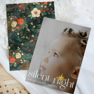 Carte De Vœux En Aluminium Elégant floral Silent Night Star Photo