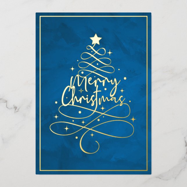 Carte De Vœux En Aluminium Élégant Gold Foil Joyeux Noël (Recto)
