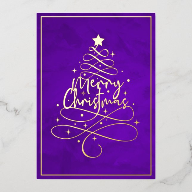 Carte De Vœux En Aluminium Élégant Gold Foil Joyeux Noël (Recto)