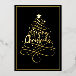Carte De Vœux En Aluminium Élégant Gold Foil Joyeux Noël