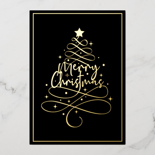 Carte De Vœux En Aluminium Élégant Gold Foil Joyeux Noël (Recto)