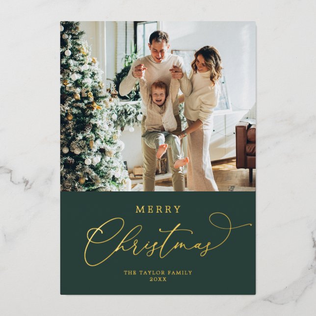 Carte De Vœux En Aluminium Elegant Gold Foil Merry Christmas (Recto)