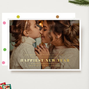 Carte De Vœux En Aluminium Elegant Gold HAPPIEST NOUVELLES ANNÉES Cadre photo