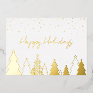 Carte De Vœux En Aluminium Elégant Gold Happy Holidays Company Foil Card