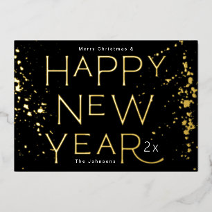 Carte De Vœux En Aluminium Elegant Gold HAPPY NOUVEL AN 2026