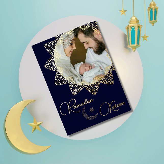 Carte De Vœux En Aluminium Elégant islamique Mandala Ramadan Kareem Photo Foi (Créateur téléchargé)