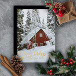 Carte De Vœux En Aluminium Élégant Joyeux Fêtes de neige Photo<br><div class="desc">Photo en feuille d'or texte "Happy Holidays" avec la conception de flocons de neige en feuille d'aluminium. Le dos est d'une couleur arrière - plan solide. Photo du modèle de l'espace réservé avec l'aimable autorisation de Unsplash.</div>