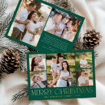Carte De Vœux En Aluminium Élégant Joyeux Noël Vert photo Collage<br><div class="desc">Célébrez la saison avec la carte de vacances Modern Elegant Joyeux Noël Green Photo Collage papier photo collage. Ce design élégant présente un collage de 5 photos à l'avant, avec 4 photos carrés entourant une photo plus grande au centre. "Joyeux Noël" est magnifiquement affiché en papier doré tendance sur un...</div>