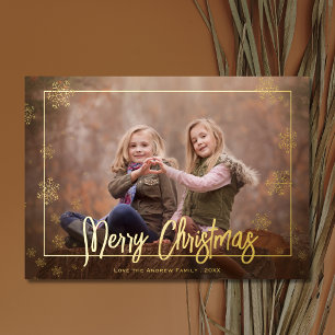 Carte De Vœux En Aluminium Élégant Joyeux script de Noël Photo