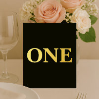 Élégant Mariage noir & or Foil Numéro de table