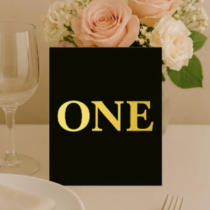 Carte De Vœux En Aluminium Élégant Mariage noir & or Foil Numéro de table