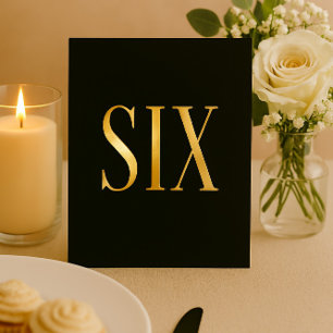 Carte De Vœux En Aluminium Élégant Mariage noir & or Foil Numéro de table