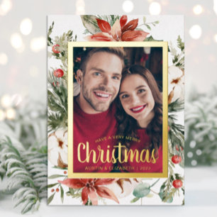 Carte De Vœux En Aluminium Elegant Merry Christmas Gold Foil Holiday Card