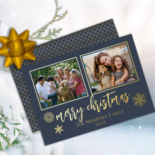 Carte De Vœux En Aluminium Elegant Merry Christmas Snowflakes 2 Photo