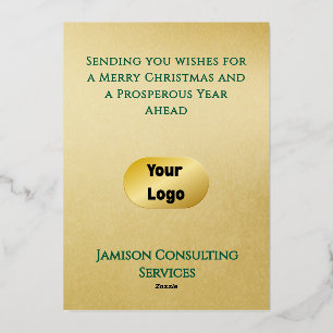 Carte De Vœux En Aluminium Élégant minimal Gold Foil Entreprise Noël