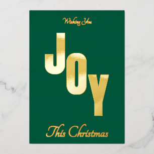 Carte De Vœux En Aluminium Élégant minimal or huile verte JOIE Noël