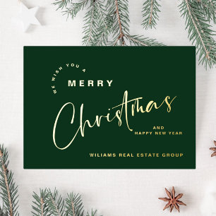 Carte De Vœux En Aluminium Elégant minimaliste Noël Salutation Société Or