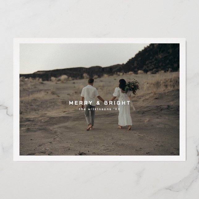 Carte De Vœux En Aluminium Élégant Moderne Simple Photocard Foilli (Recto)