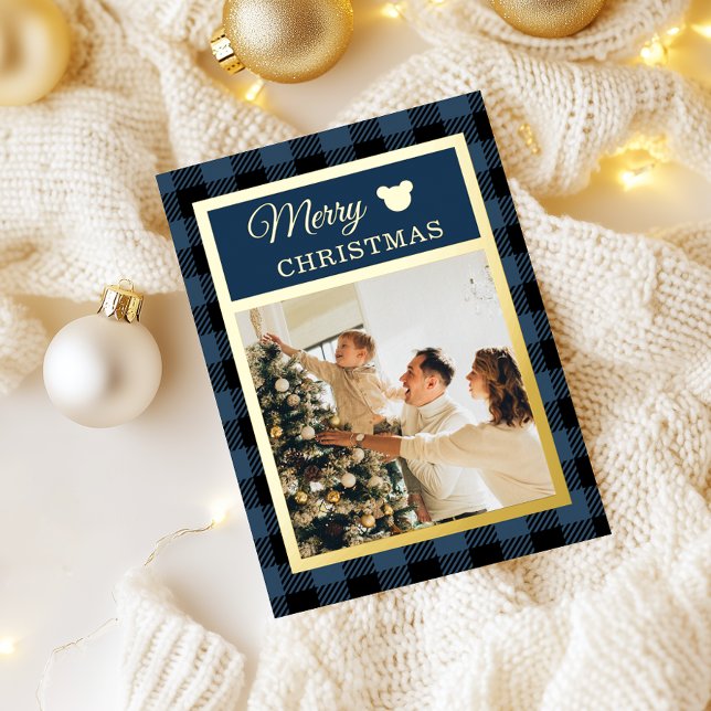 Carte De Vœux En Aluminium Elegant Navy and Gold Merry Christmas (Créateur téléchargé)