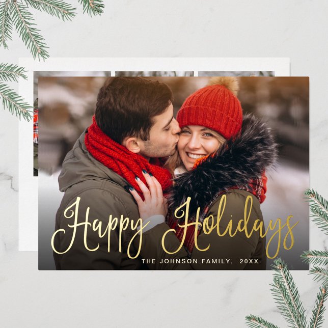 Carte De Vœux En Aluminium Élégant Noël 4 PHOTO Greeting Gold (Créateur téléchargé)