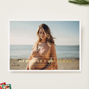 Carte De Vœux En Aluminium Élégant Noël le plus joyeux Cadre photo Gold