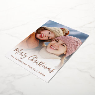 Carte De Vœux En Aluminium Élégant papier calque de Noël avec photo personnal