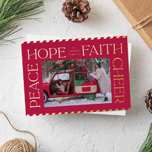 Carte De Vœux En Aluminium Elegant Peace Hope Faith Cheer Christmas Photo