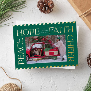 Carte De Vœux En Aluminium Elegant Peace Hope Faith Cheer Christmas Photo