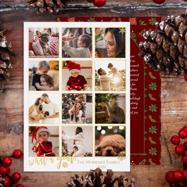 Carte De Vœux En Aluminium Élégant Quelle Année 12 Photo Flocons de Neige Mes (Créateur téléchargé)