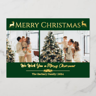 Carte De Vœux En Aluminium Élégant renne moderne Famille de Noël Famille 2 Ph