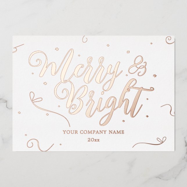 Carte De Vœux En Aluminium Elégant Rose Gold Christmas Company Foil Card (Recto)