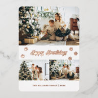 Elégant Rose Gold Photo Happy Howlidays Paw