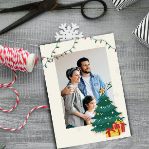 Carte De Vœux En Aluminium Élégant sapin de Noël étoile photo Joyeuses fêtes