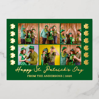 Carte De Vœux En Aluminium Elegant Shamrock St. Patrick's Day Family photo