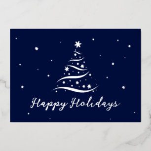 Carte De Vœux En Aluminium Elégant Silver Happy Holidays Company Foil Card